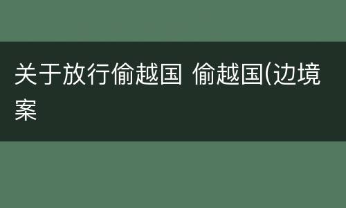 关于放行偷越国 偷越国(边境案