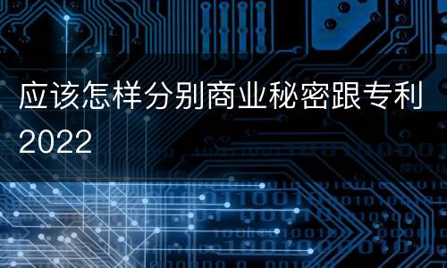 应该怎样分别商业秘密跟专利2022