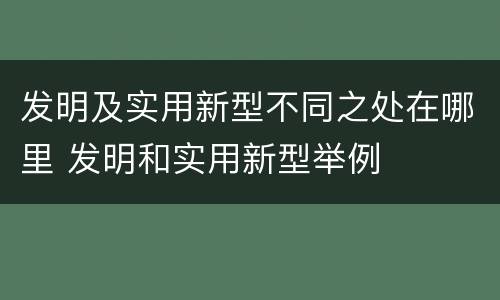 发明及实用新型不同之处在哪里 发明和实用新型举例