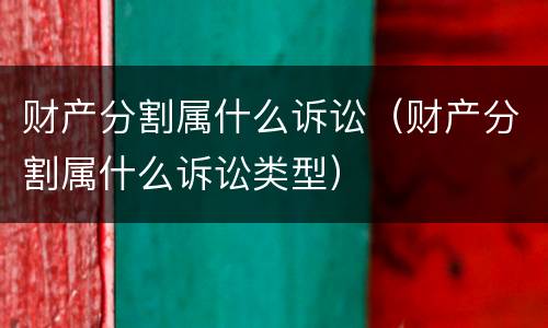 财产分割属什么诉讼（财产分割属什么诉讼类型）