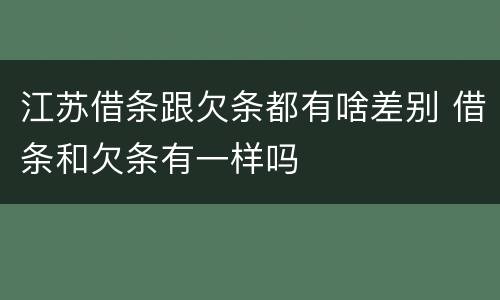 江苏借条跟欠条都有啥差别 借条和欠条有一样吗