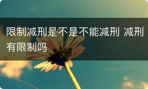 限制减刑是不是不能减刑 减刑有限制吗