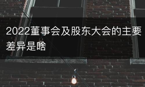 2022董事会及股东大会的主要差异是啥