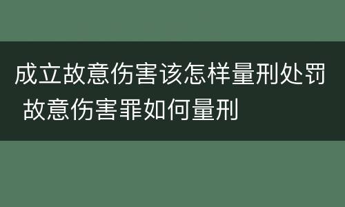 成立故意伤害该怎样量刑处罚 故意伤害罪如何量刑