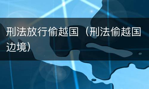 刑法放行偷越国（刑法偷越国边境）