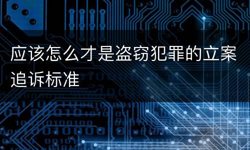 应该怎么才是盗窃犯罪的立案追诉标准