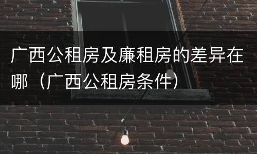 广西公租房及廉租房的差异在哪（广西公租房条件）