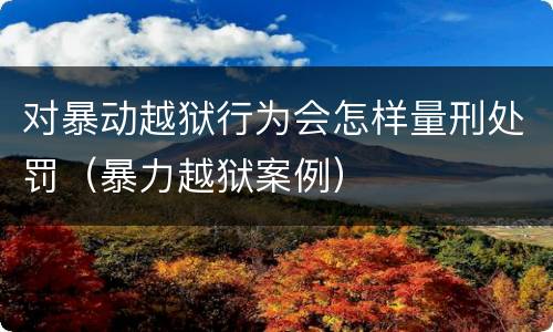 对暴动越狱行为会怎样量刑处罚（暴力越狱案例）