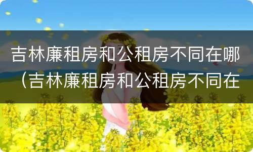 吉林廉租房和公租房不同在哪（吉林廉租房和公租房不同在哪里）
