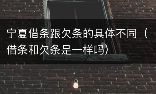 宁夏借条跟欠条的具体不同（借条和欠条是一样吗）