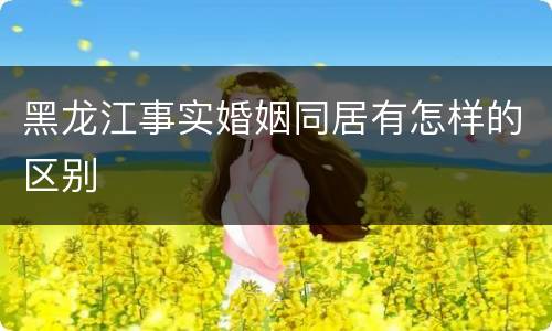 黑龙江事实婚姻同居有怎样的区别