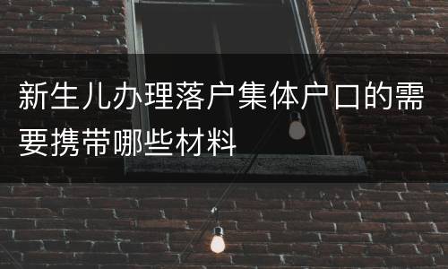 新生儿办理落户集体户口的需要携带哪些材料
