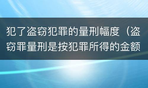 犯了盗窃犯罪的量刑幅度（盗窃罪量刑是按犯罪所得的金额量刑吗）