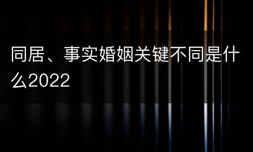 同居、事实婚姻关键不同是什么2022