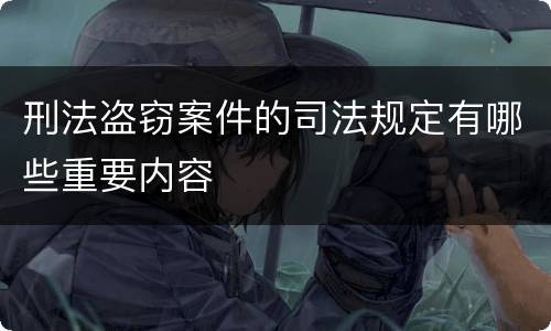 刑法盗窃案件的司法规定有哪些重要内容