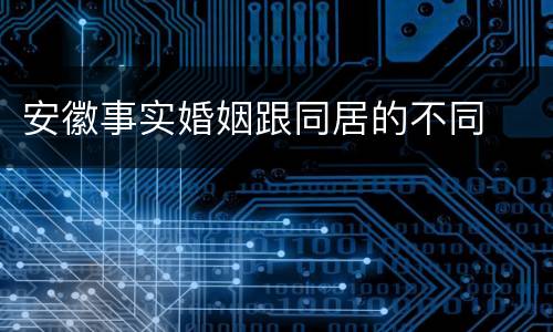 安徽事实婚姻跟同居的不同