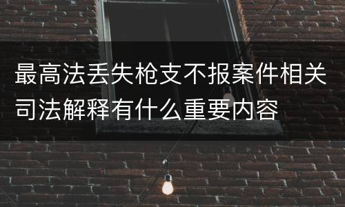 最高法丢失枪支不报案件相关司法解释有什么重要内容