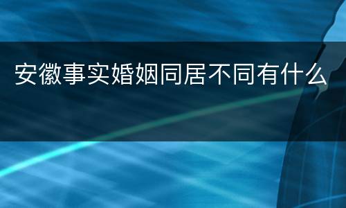 安徽事实婚姻同居不同有什么