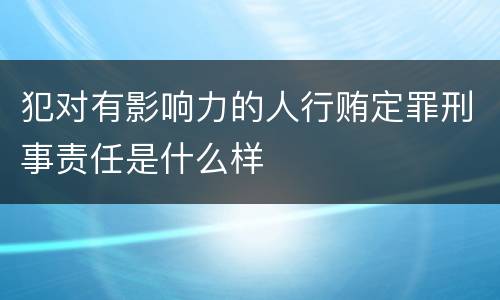 犯对有影响力的人行贿定罪刑事责任是什么样