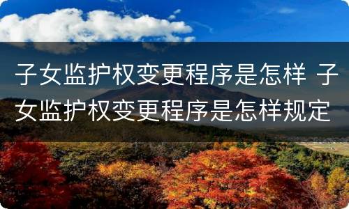 子女监护权变更程序是怎样 子女监护权变更程序是怎样规定的