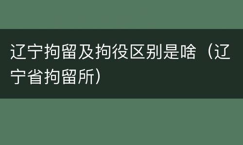辽宁拘留及拘役区别是啥（辽宁省拘留所）