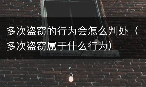 多次盗窃的行为会怎么判处（多次盗窃属于什么行为）