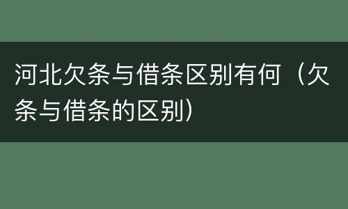 河北欠条与借条区别有何（欠条与借条的区别）