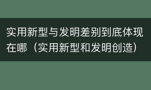 实用新型与发明差别到底体现在哪（实用新型和发明创造）