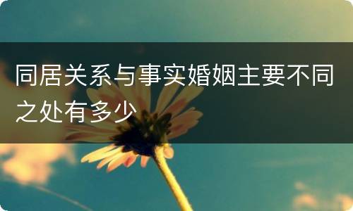 同居关系与事实婚姻主要不同之处有多少