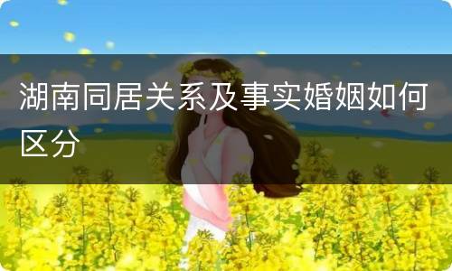 湖南同居关系及事实婚姻如何区分