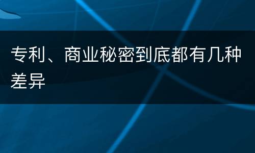 专利、商业秘密到底都有几种差异