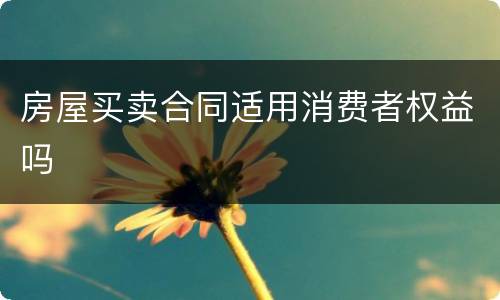 房屋买卖合同适用消费者权益吗