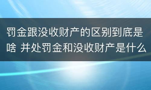 罚金跟没收财产的区别到底是啥 并处罚金和没收财产是什么意思