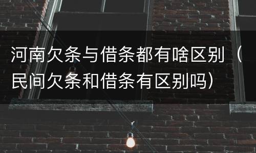 河南欠条与借条都有啥区别（民间欠条和借条有区别吗）