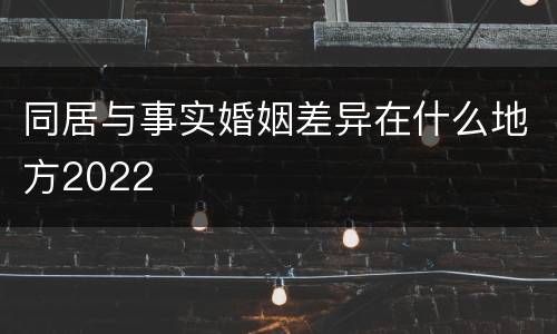 同居与事实婚姻差异在什么地方2022
