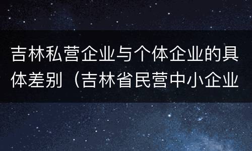 吉林私营企业与个体企业的具体差别（吉林省民营中小企业）