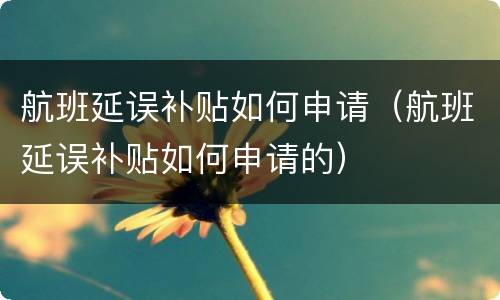 航班延误补贴如何申请（航班延误补贴如何申请的）