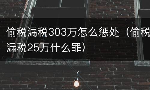 偷税漏税303万怎么惩处（偷税漏税25万什么罪）