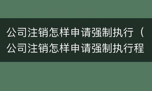 公司注销怎样申请强制执行（公司注销怎样申请强制执行程序）