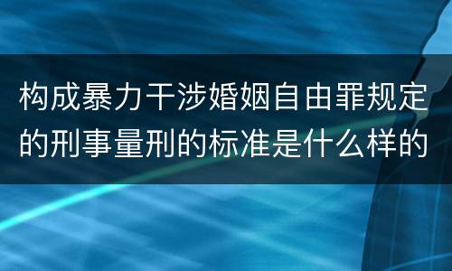 构成暴力干涉婚姻自由罪规定的刑事量刑的标准是什么样的