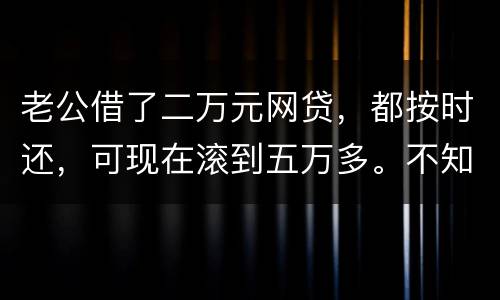 老公借了二万元网贷，都按时还，可现在滚到五万多。不知道怎么办