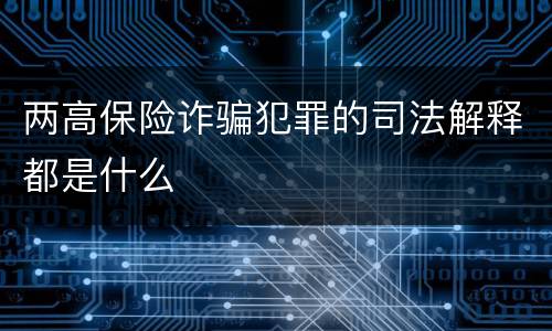 两高保险诈骗犯罪的司法解释都是什么