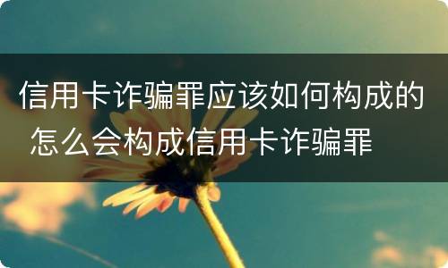 信用卡诈骗罪应该如何构成的 怎么会构成信用卡诈骗罪