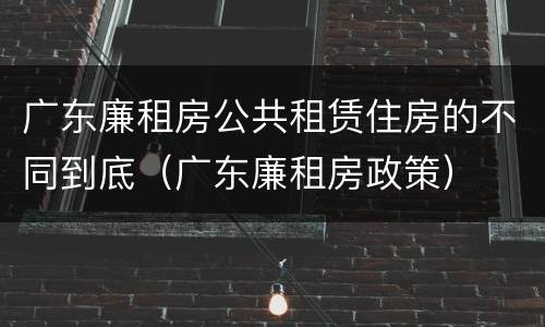 广东廉租房公共租赁住房的不同到底（广东廉租房政策）