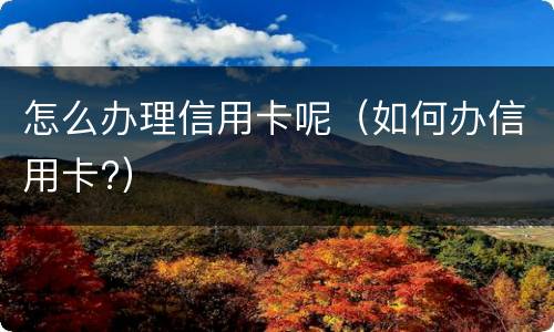 怎么办理信用卡呢（如何办信用卡?）