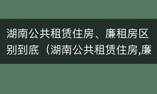 湖南公共租赁住房、廉租房区别到底（湖南公共租赁住房,廉租房区别到底是什么）