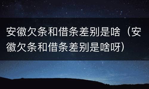 安徽欠条和借条差别是啥（安徽欠条和借条差别是啥呀）