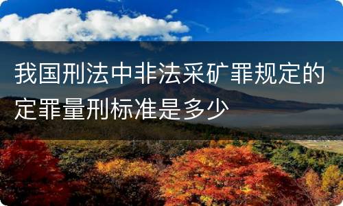 我国刑法中非法采矿罪规定的定罪量刑标准是多少