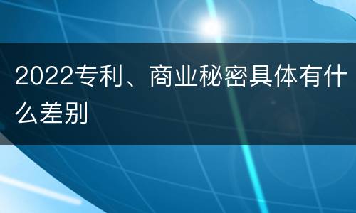 2022专利、商业秘密具体有什么差别