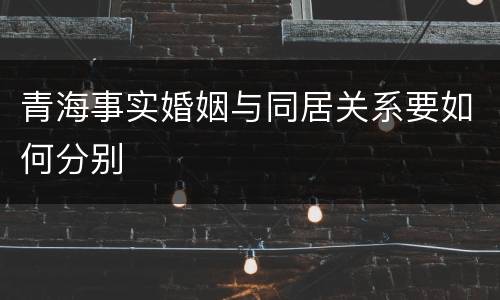 青海事实婚姻与同居关系要如何分别